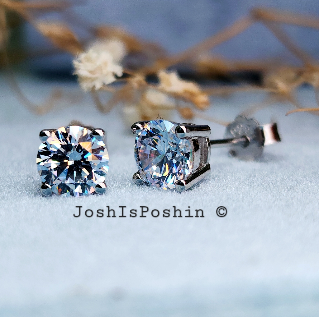 1.6ctw Classic Brilliant Cut Diamond Stud Earrings In Sterling Silver